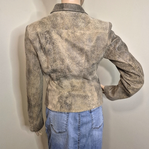 Distressed look Tan Leather Jacket with Map Lining 😍 Cool 😎 Jacket - Picture 4 of 9